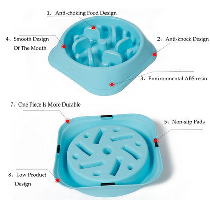 Anti-Choke Plastic Dog Bowl Feeder