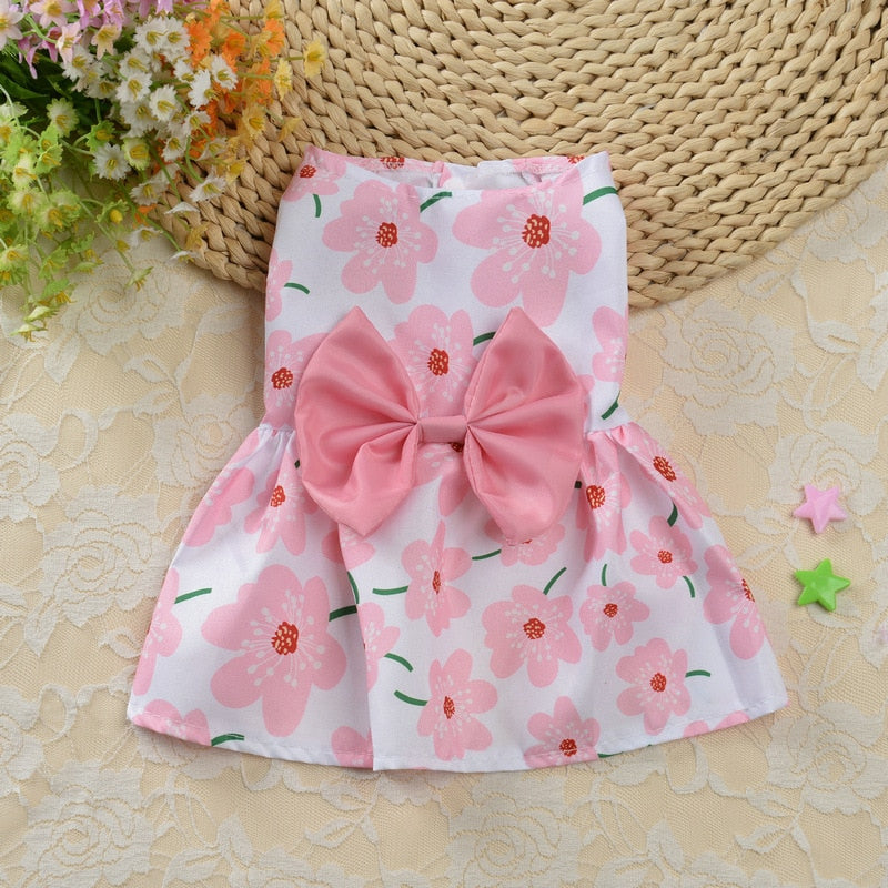 Cute Butterfly Floral Printed Pet Dress