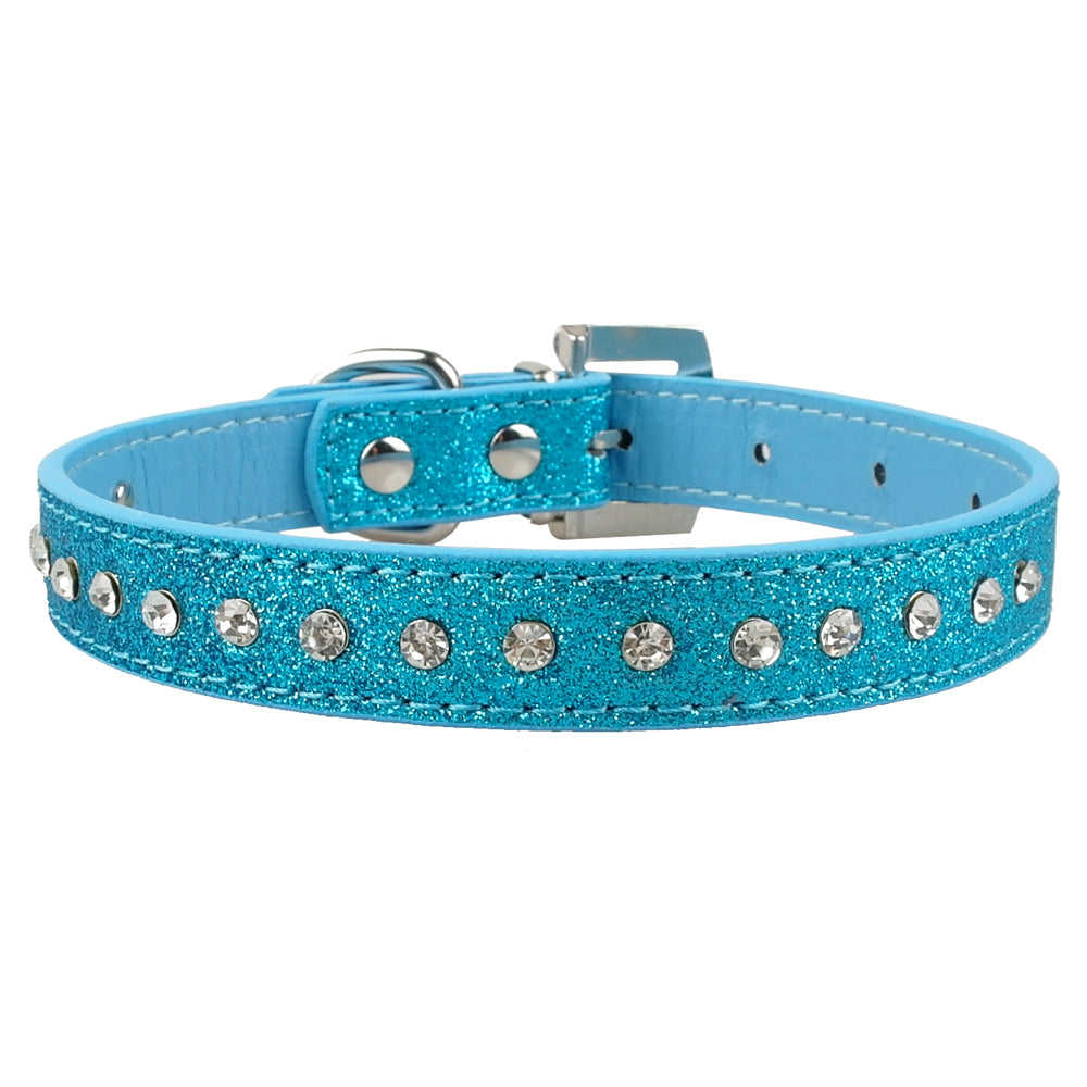 Shiny Hot Rhinestone Pet Velvet Cat Collar Leash