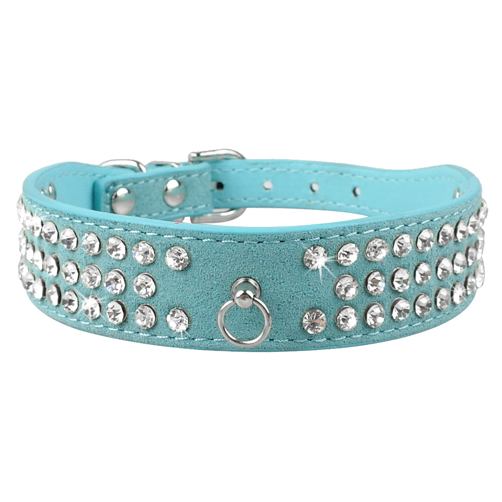 Shiny Hot Rhinestone Pet Velvet Cat Collar Leash