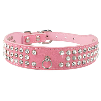 Shiny Hot Rhinestone Pet Velvet Cat Collar Leash