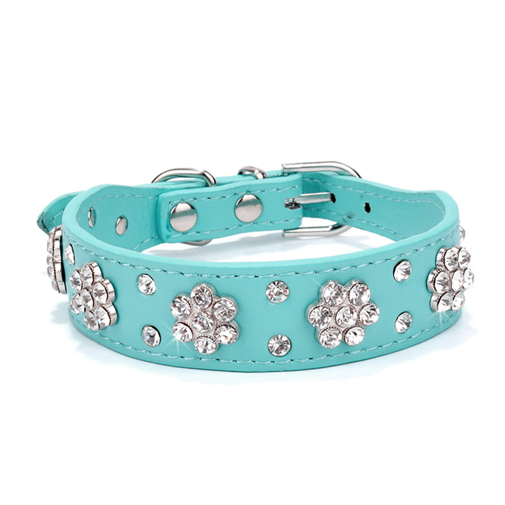 Shiny Hot Rhinestone Pet Velvet Cat Collar Leash