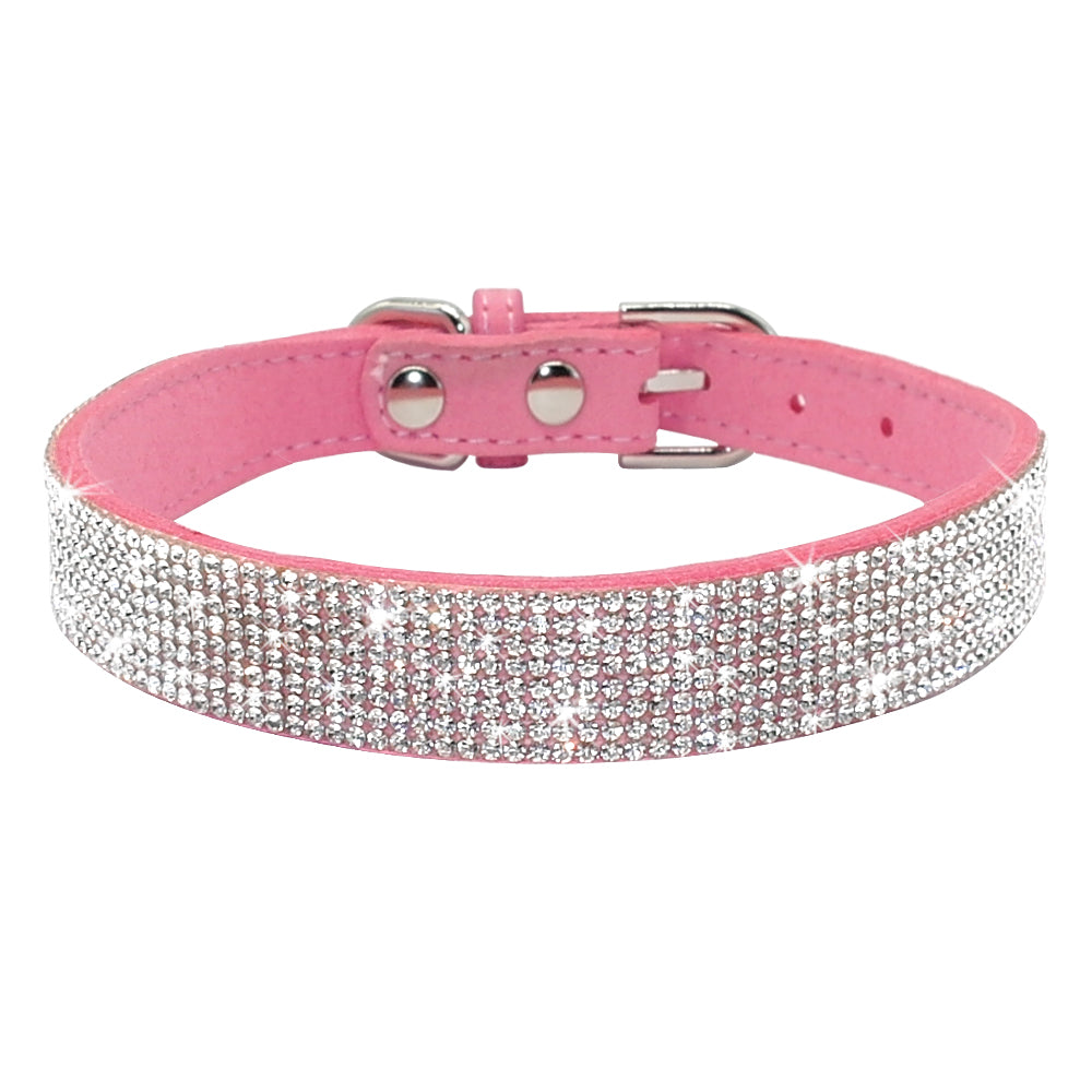 Shiny Hot Rhinestone Pet Velvet Cat Collar Leash