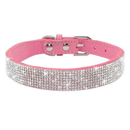 Shiny Hot Rhinestone Pet Velvet Cat Collar Leash