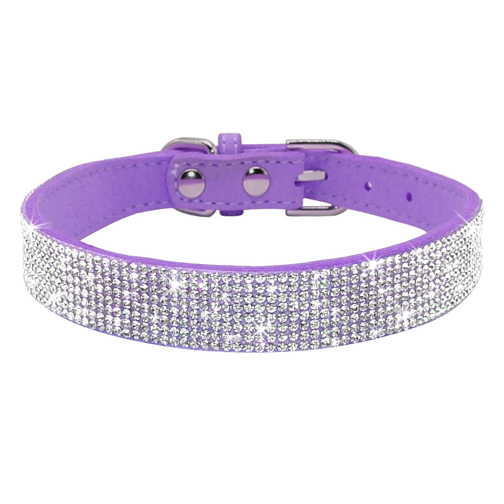 Shiny Hot Rhinestone Pet Velvet Cat Collar Leash