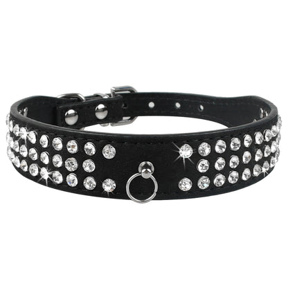 Shiny Hot Rhinestone Pet Velvet Cat Collar Leash