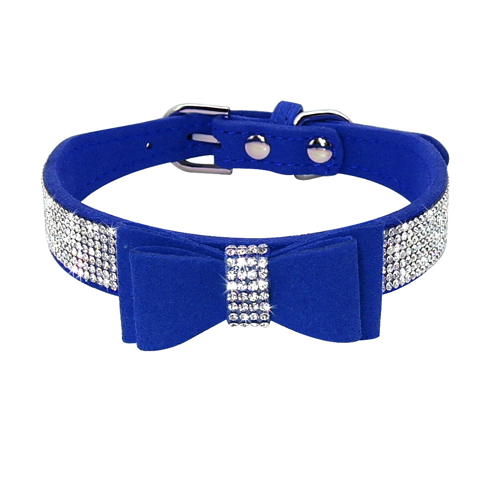 Shiny Hot Rhinestone Pet Velvet Cat Collar Leash