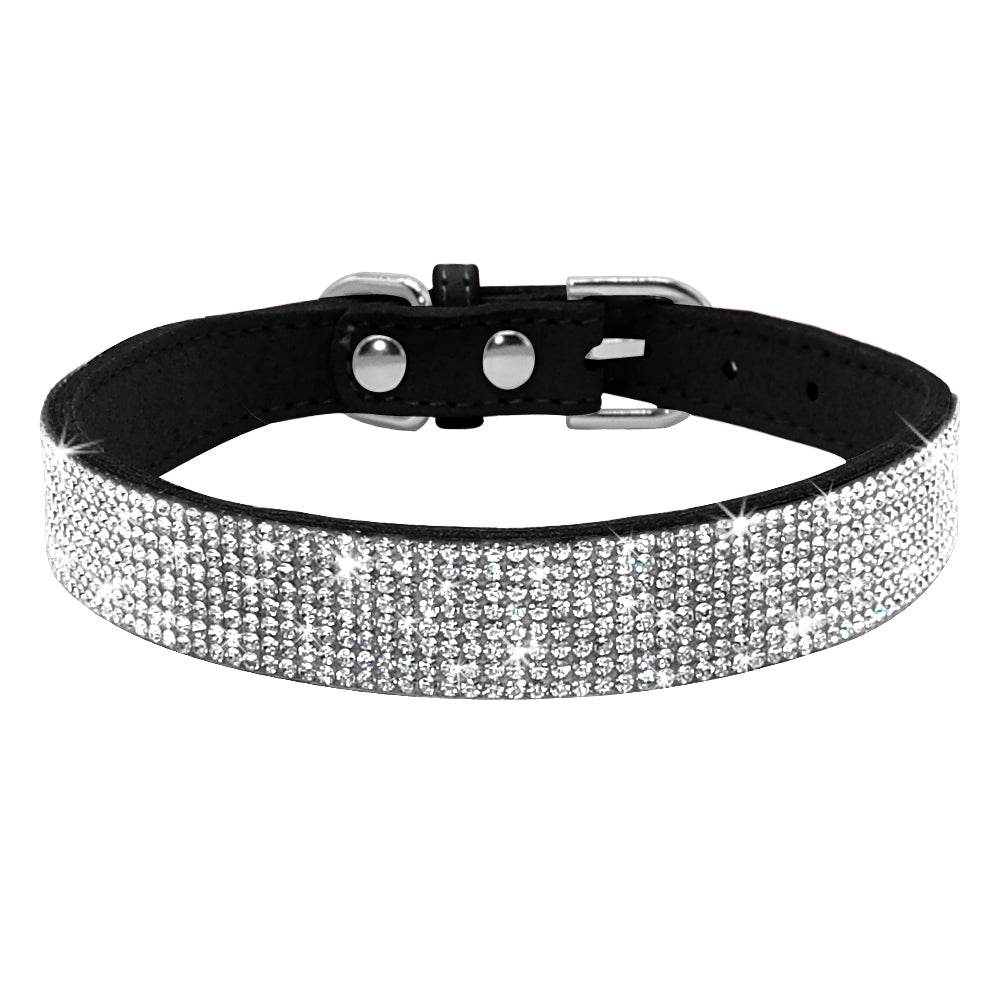 Shiny Hot Rhinestone Pet Velvet Cat Collar Leash