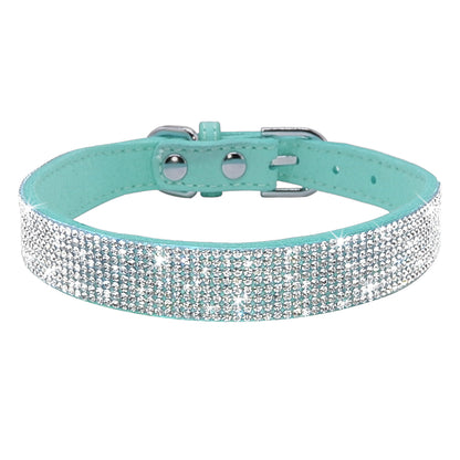 Shiny Hot Rhinestone Pet Velvet Cat Collar Leash