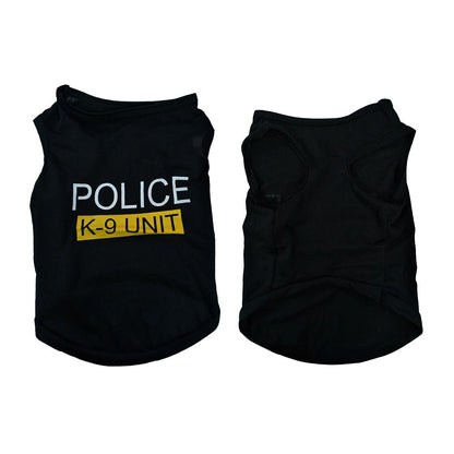 Cool Police Suit Black Elastic Dog Vest