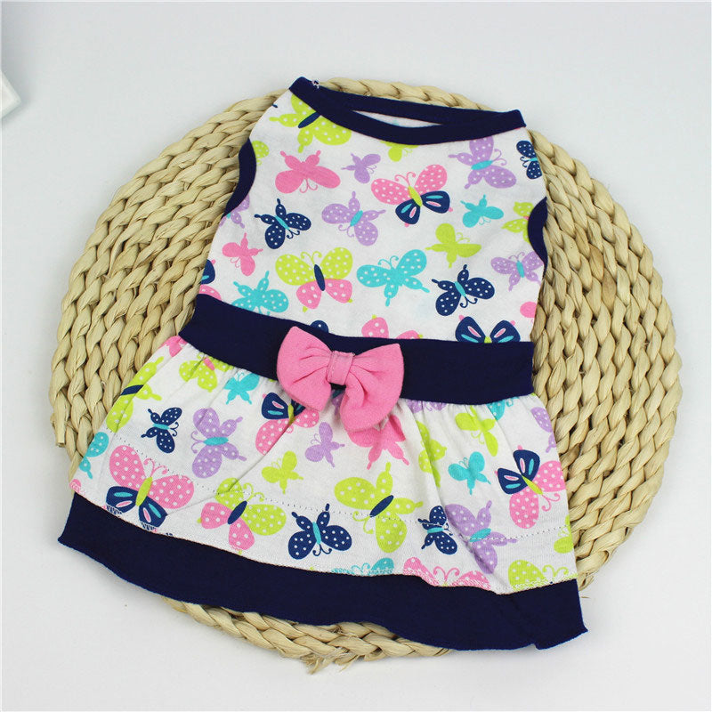 Cute Butterfly Floral Printed Pet Dress