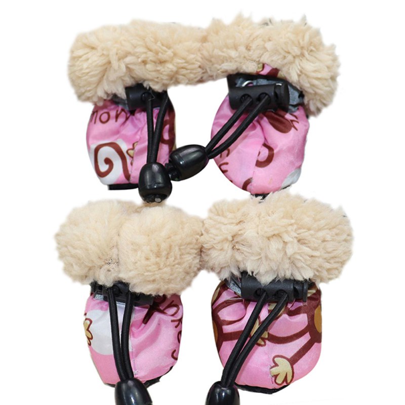 4pcs Winter Thick Warm Pet Dog Shoes