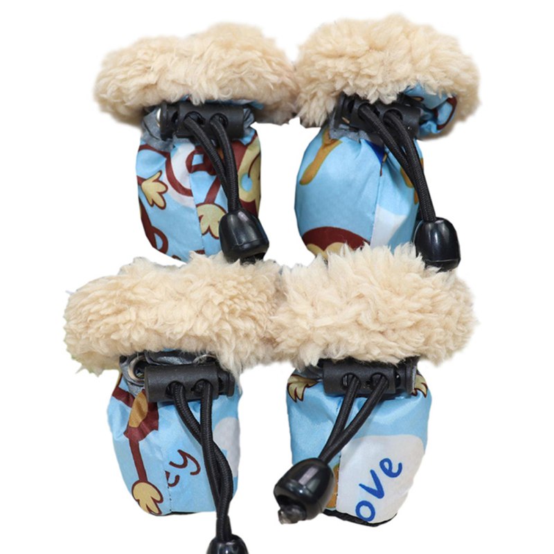 4pcs Winter Thick Warm Pet Dog Shoes