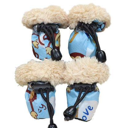 4pcs Winter Thick Warm Pet Dog Shoes