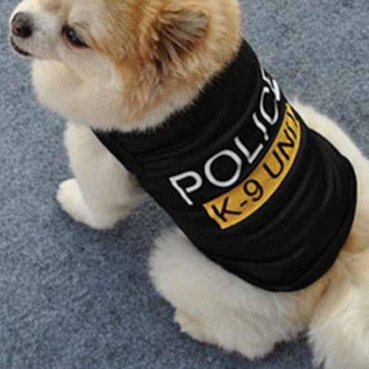 Cool Police Suit Black Elastic Dog Vest