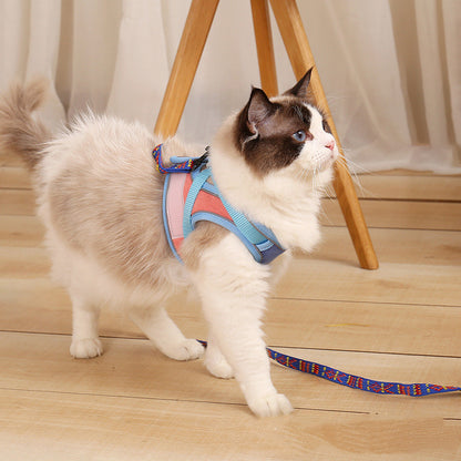 Soft Suede Anti Escape Reflective Cat Harness Leash